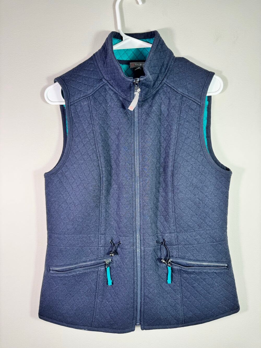 T by Talbots Quilted Blue Zip Up Vest Size Small